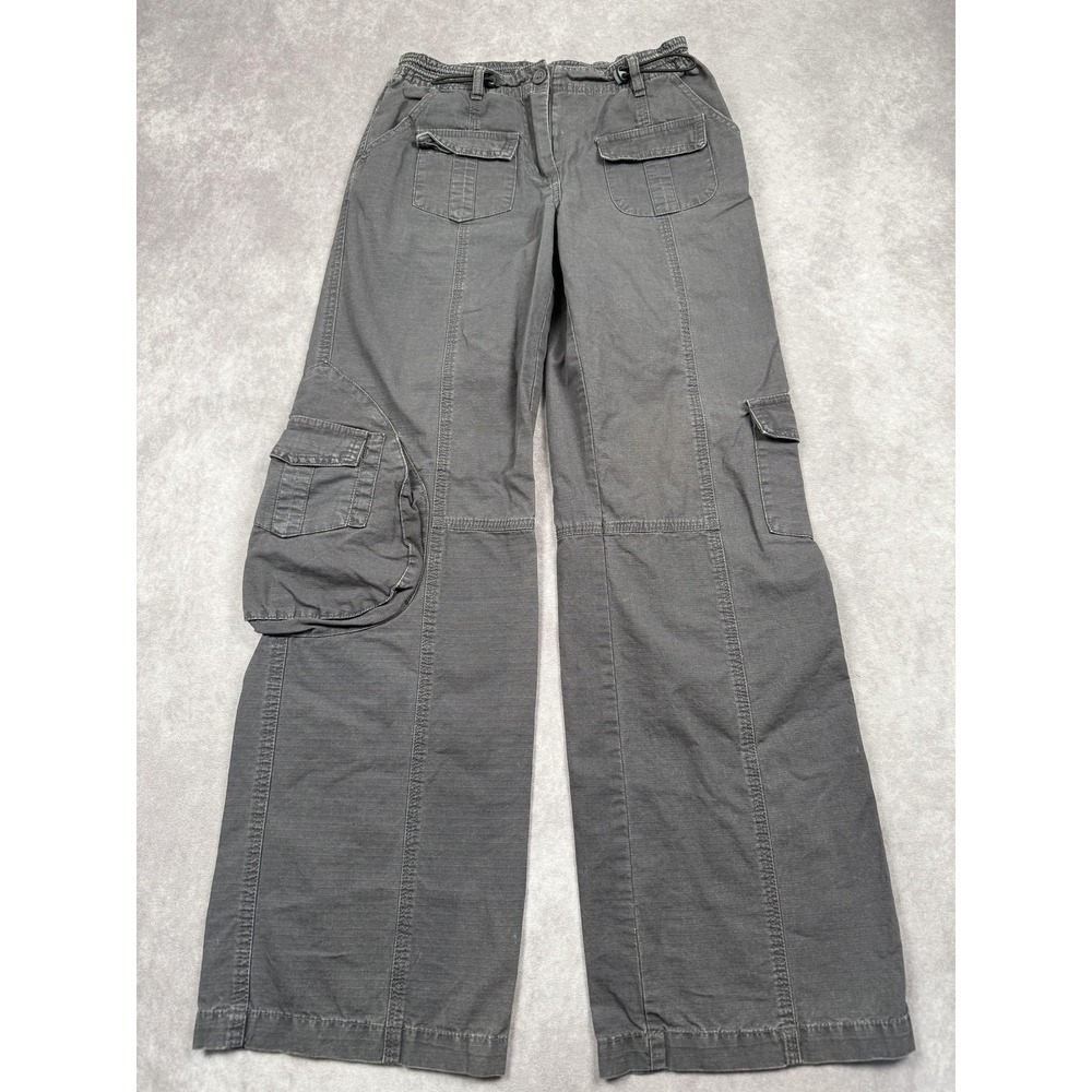 Brandy Melville Pants Womens One Size Gray‎ Cargo Ripstop Elastic Waist Wide Leg